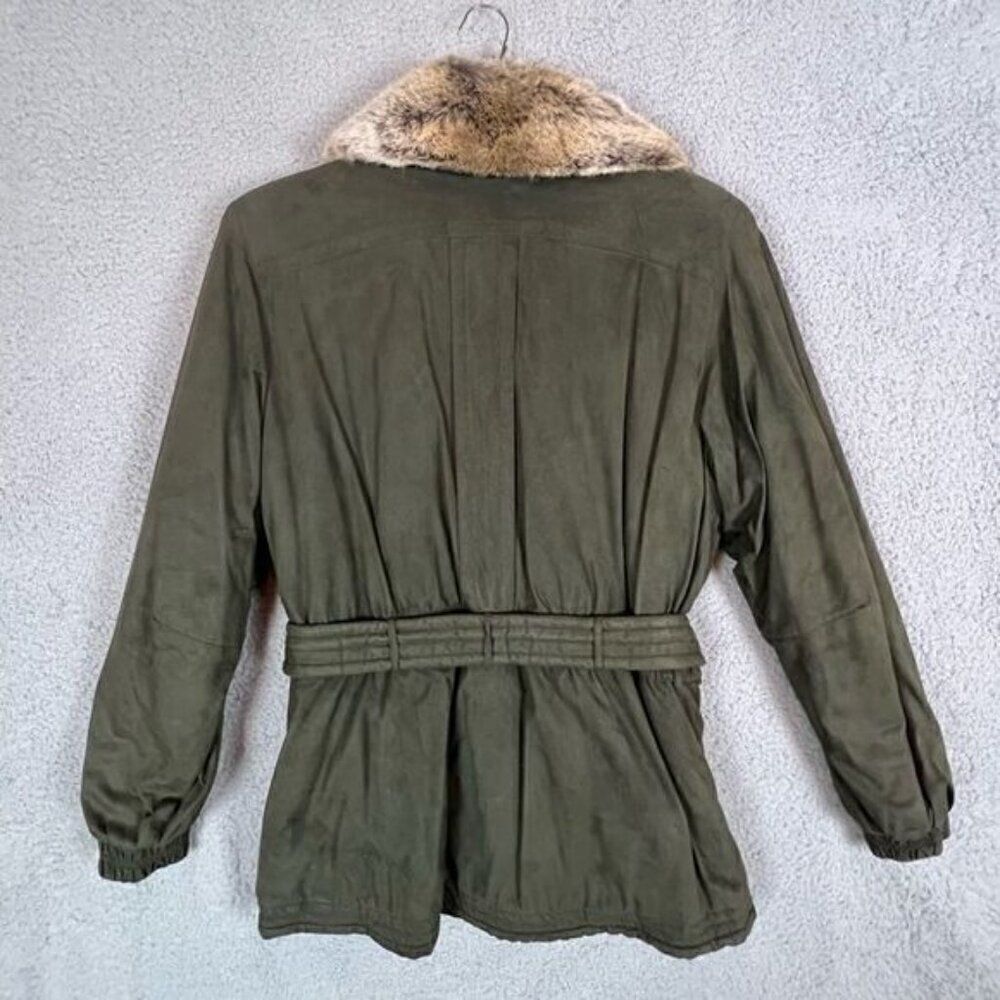 SKEA WOMENS FAUX SUEDE/VELVET AND FUR SKI JACKET SIZE 10 GREEN - Picture 3 of 14
